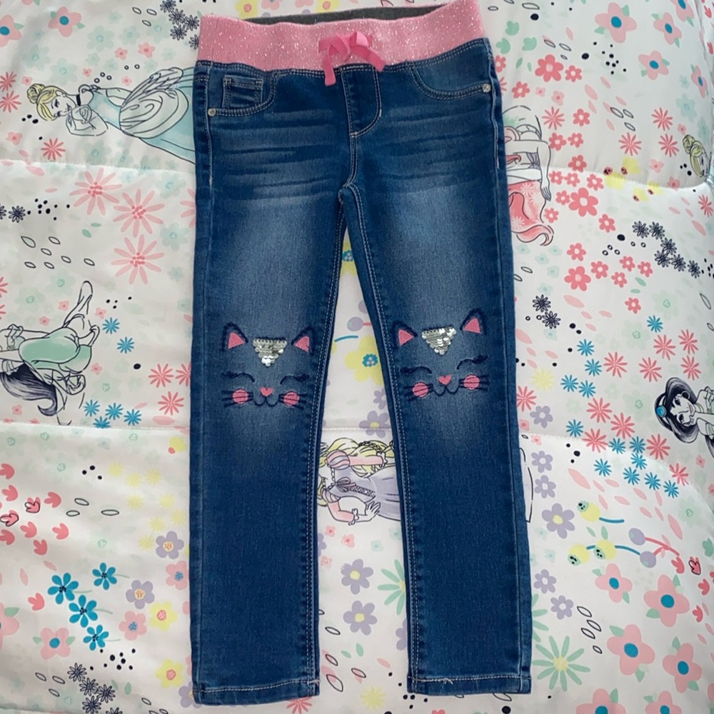 Girls kitty cat jeans